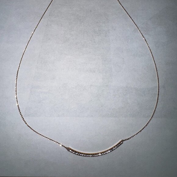 14K Rose Gold - Curved diamond bar necklace - Picture 1 of 5